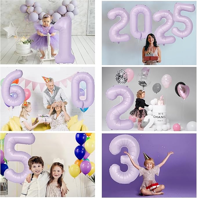 40 Inch Purple Number Balloons Light Purple 7 Balloon Matte Purple Birthday Balloons 0-9 Birthday Wedding Party digital Decorations (Number 7)