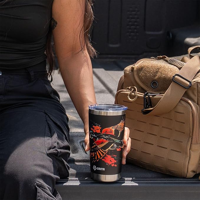 GRITR Stainless Steel Tumbler – 20oz/30oz, Insulated & Leakproof, Hot or Cold Drinks Anywhere, Travel Tumbler with Straw and Lids for Coffee, Water & Smoothies