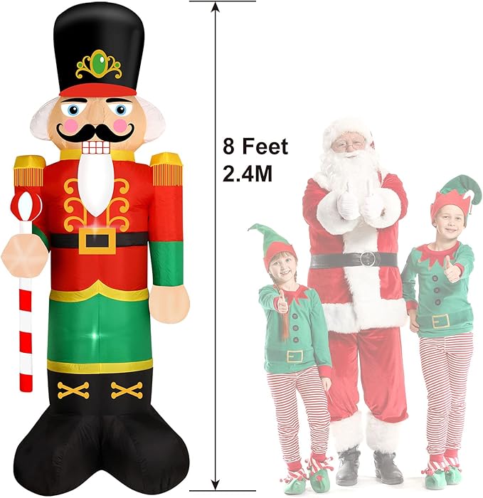 Christmas Inflatable Snowman/Nutcracker/Santa Claus Lighted Blow Up Christmas Yard Decoration with Built in Fan and Anchor Ropes (02-Nutcracker)