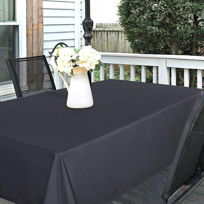 SARAFLORA Outdoor and Indoor Tablecloth -60x120 inch Grey, Wrinkle Free Washable Waterproof Table Cloth with Umbrella Hole and Zipper Rectangle Table Cover for Spring/Summer/Patio/Picnic/BBQS/Party