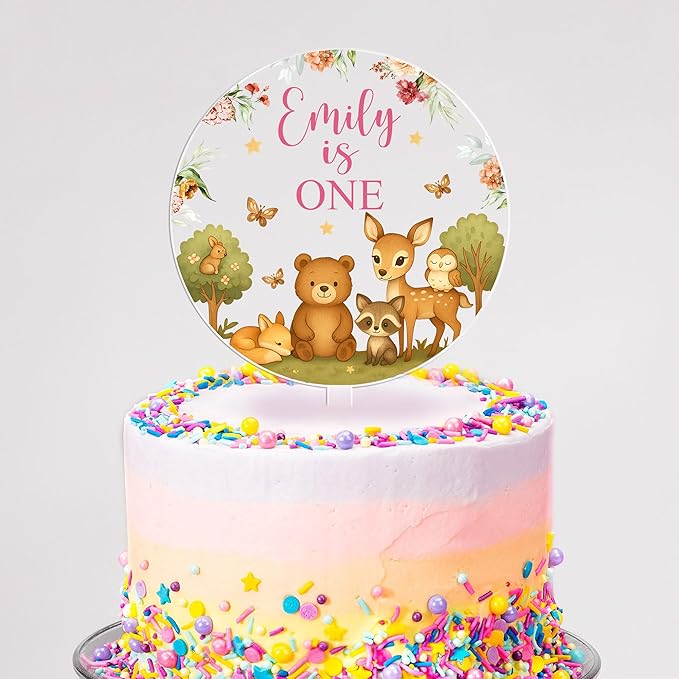 Personalized First Birthday Cake Topper, 1st Birthday Cake Topper For Baby Shower Favors, One Cake Decor