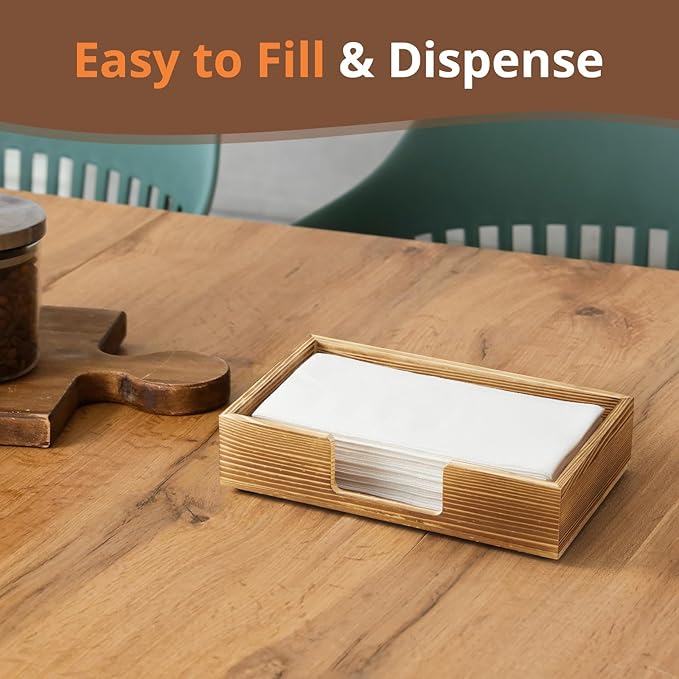 Guest Towel Holder Tray for Bathroom, Burnt Wood Napkin Holder for Bathroom, Disposable Paper Hand Towel Holder for Bathroom Accessories, Dinner Napkin Holder for Kitchen Table Party