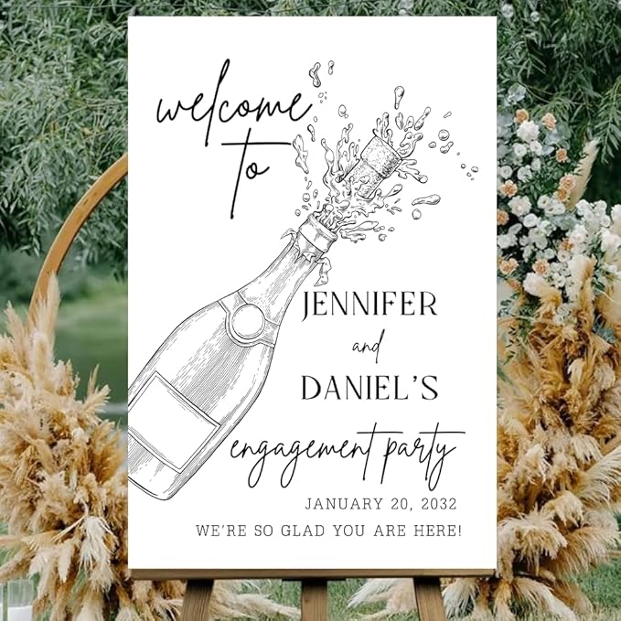 Personalized Engagement Welcome Sign – Minimalist Engagement Party Yard Sign – We’re Engaged Signs – Engagement Party Decorations for Couple - She Said Yes! (Version 17)