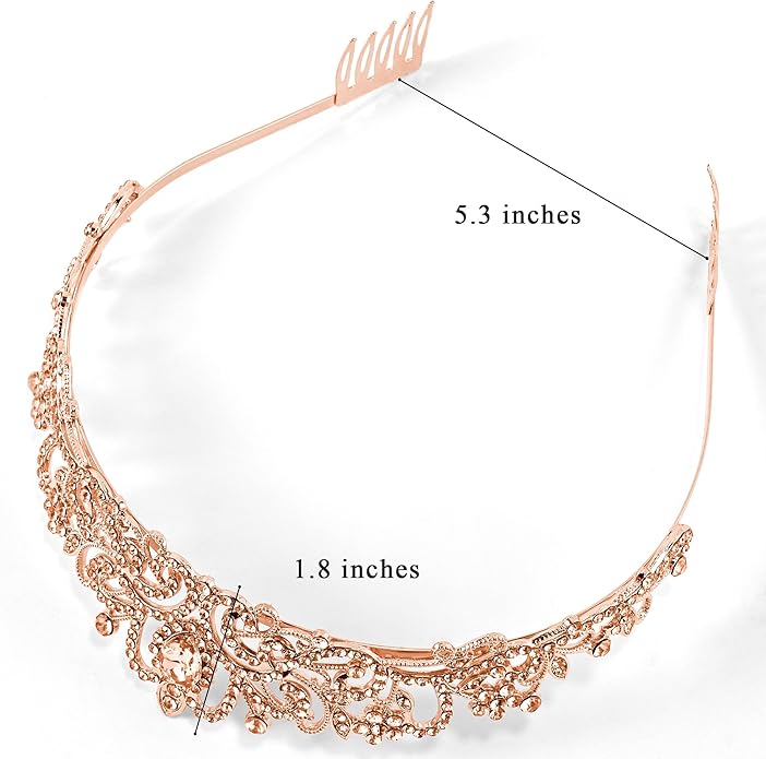 TAROSE Crowns for Women and Girls, Queen Crystal Gold Silver Tiaras with White Rhinestone and Combs, Goddess Crown for Wedding Bride Birthday Princess Bridal Shower Hair Accessories for Women