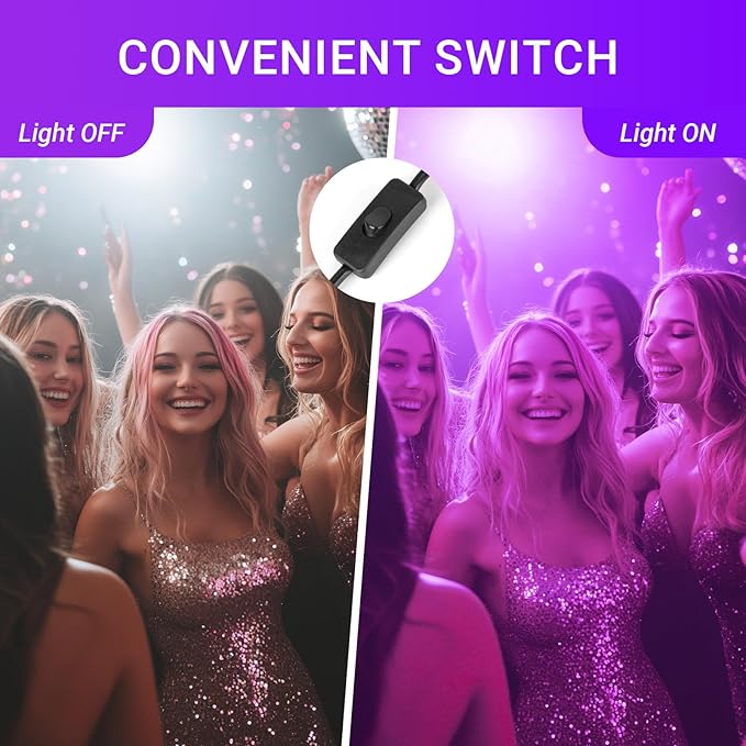 2 Pack 200W LED Black Light IP66 Waterproof,Blacklight with Plug+Switch, Flood Light for Glow Party,Halloween Decoration, Body Paint, Fluorescent Poster, Stage Lighting,Neon Glow,5.25Ft Cord