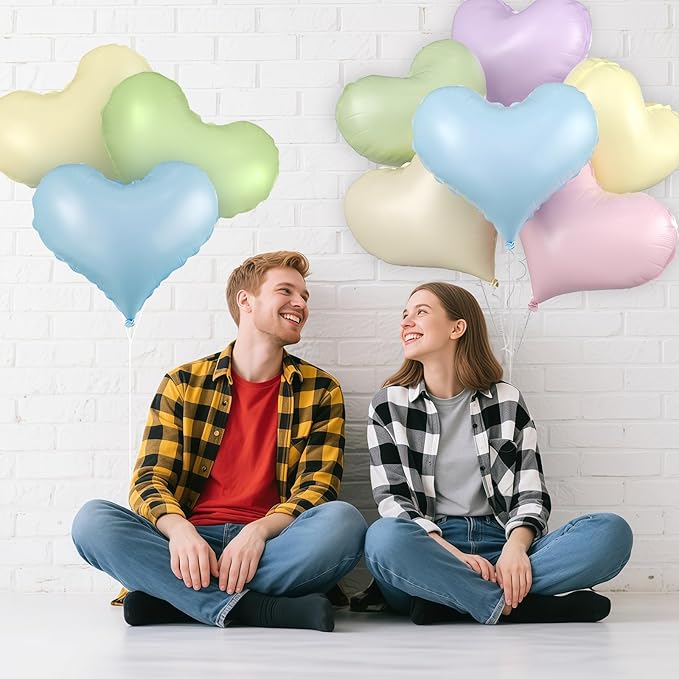 Colorful Heart Balloons,24Inch Large Rainbow Heart foil Balloon for Valentine's Day Birthday Wedding Baby Shower Anniversary Party Decorations