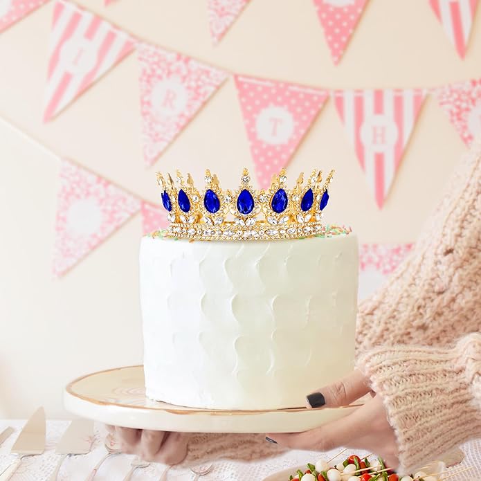 Gold Crown for Women, Crystal Queen Tiaras Headband Wedding Bridal Hair Accessories, Birthday Party Prom Cake Topper