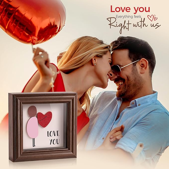 LukieJac Valentine's Day Gifts Shadow Box Frame - I Love You Decoration Gifts for Boyfriend, Him, Husband for Anniversary, Birthday, Christmas