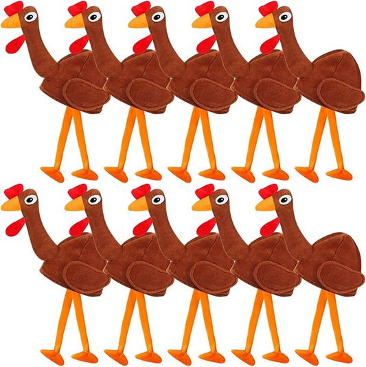Hanaive 10 Pieces Thanksgiving Turkey Hats Bulk for Adults Turkey Costume for Dress-up Party Plush Turkey Hat Party Supplies