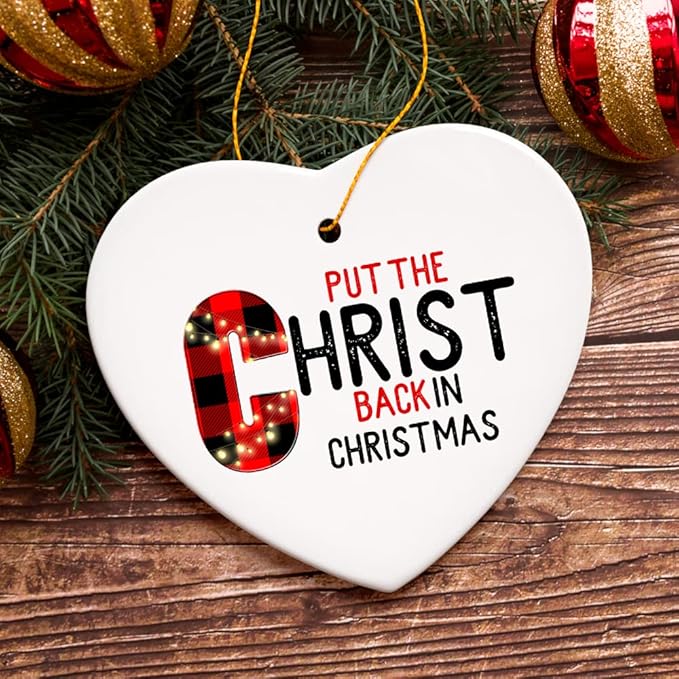 Religious Themed Christmas Ornaments, Nativity and Jesus Christ Decorations (Put The Christ Back in Christmas Holiday Ornament, Religious Christian Theme)