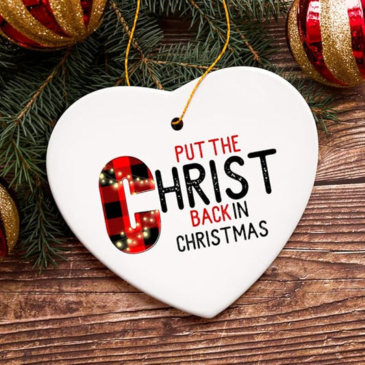 Religious Themed Christmas Ornaments, Nativity and Jesus Christ Decorations (Put The Christ Back in Christmas Holiday Ornament, Religious Christian Theme)
