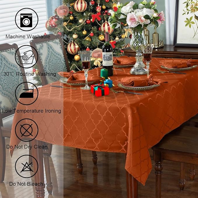 SASTYBALE Fall Jacquard Napkins 20x20 Inch - Flower Pattern Rust Polyester, Spill Proof Wrinkle Resistant, Tabletop Decor for Thanksgiving Turkey Dinner, Fall Kitchen Dining & Holiday Parties