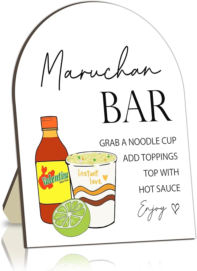 Cup Noodles Station Board for Babies Party, Noodle Bar Wooden Welcome Table Sign for Baby Shower, Baby Shower Food Table Decorations Signs, Guest Food Signs Decor for Gender Reveal Parties, 8x10 Inch