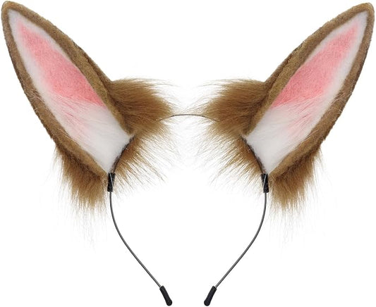 Faux Fur Plush Animal Cat Fox Ears Headband Furry Cute Headwear for Parties Cosplay Costumen Accessory