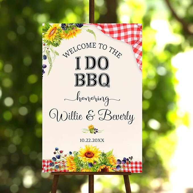 Personalized I Do BBQ Welcome Sign, Welcome Sign For BBQ Rehearsal Dinner, BBQ Engagement Party Sign, Couples Shower BBQ Sign, BBQ Yard Sign, BBQ Signs For Outside, I Do BBQ Decorations