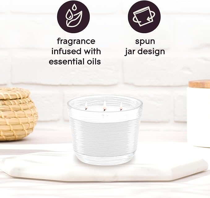 Glade Sheer Vanilla Embrace 3-Wick Fragrance Candle, Essential Oil Infused, Air Freshener, 6.8 Oz, 3 Count
