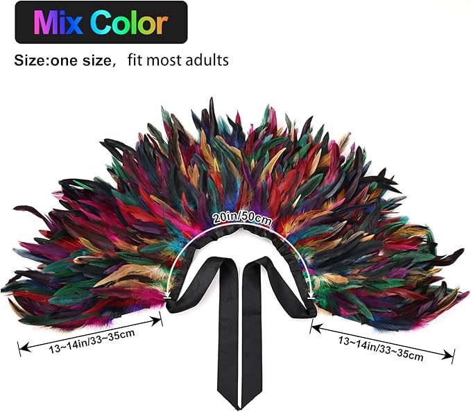 Gothic Natural Feather Shrug Feather Shawl Wrap Cape Victorian Collar for Halloween Cosplay Party Costume Accessories