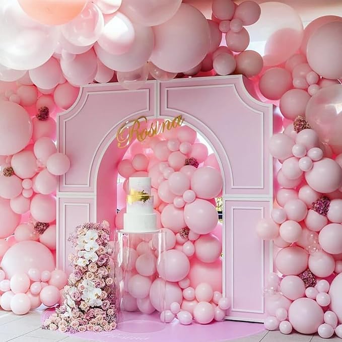 Pastel Pink Balloons, 113Pcs Baby Light Pink Balloons Different Sizes, 18/12/10/5 Inch Macaron Pastel Pink Balloon Garland Pink Latex Balloons for Birthday Baby Shower Gender Reveal Party Decorations