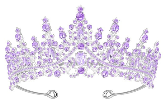 Tiara Crown for Women, Headband Hair Accessories for Birthday Wedding Party Costume (D-Purple)
