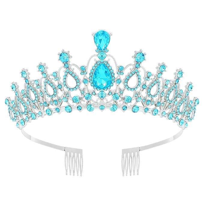 Tiara Crown for Women, Headband Hair Accessories for Birthday Wedding Party Costume (C-Blue)