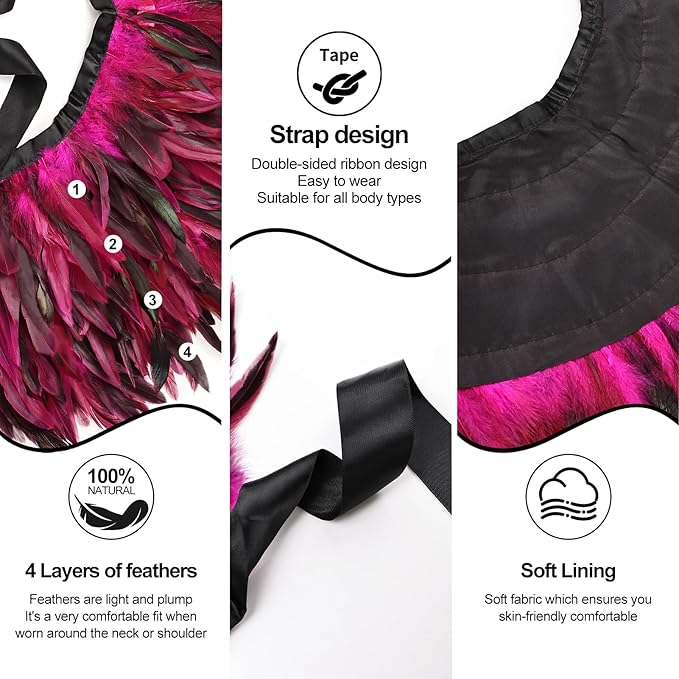 Gothic Natural Feather Shrug Feather Shawl Wrap Cape Victorian Collar for Halloween Cosplay Party Costume Accessories