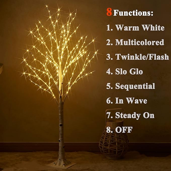 Birchlitland LED Birch Tree 6FT 330L Multiple Colors Fairy Lights, Lighted Trees for Indoor Outdoor Home Thanksgiving Christmas Holiday Decoration…