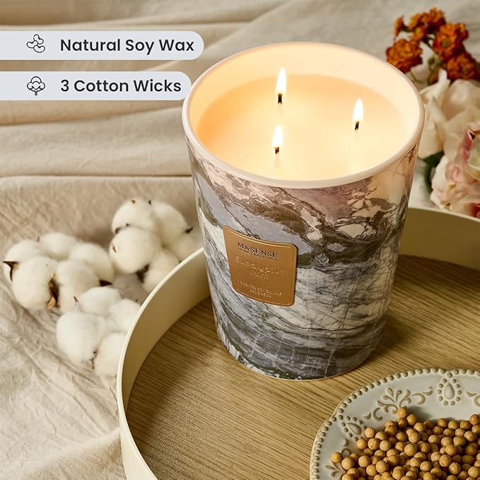M&SENSE Extra Large Candle 35oz 150H EucalyptusMint Scented, 3 Wick Highly Scented Jar Candles, XL Large Christmas Gift Candle for Women, Long Lasting Burning for Holiday, Thanksgiving, Christmas