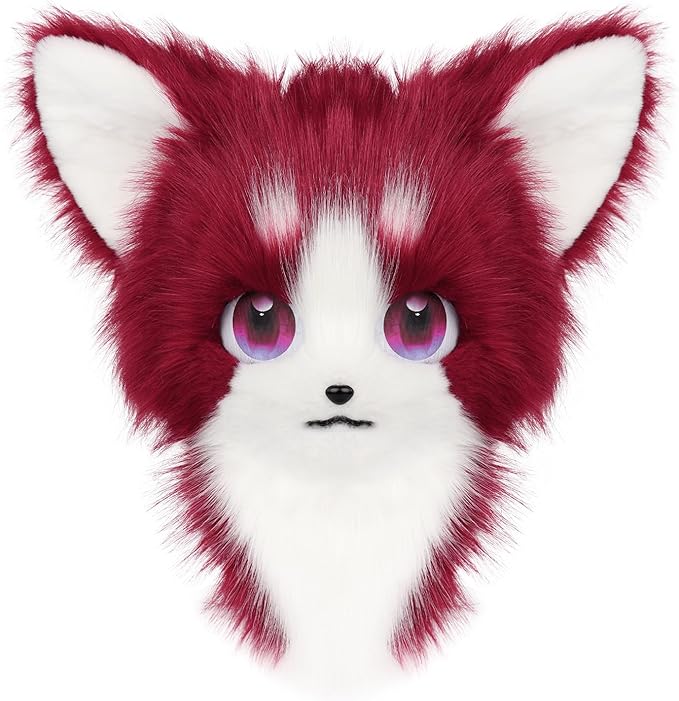 HAOAN Animal Furry Fursuit Head Mask Plush Cat Fox Mask Costume Props for Halloween Party