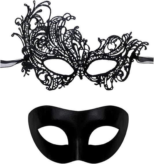 Erythem Couples Masquerade Mask Set - Venetian Party Masks for Women & Men - Halloween Costume & Mardi Gras