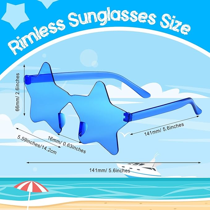 PLULON 30 Pairs Star Sunglasses Rimless Star Shape Sunglasses, Glasses Bulk Bachelorette Party Favors for Birthday Beach Kids Adult