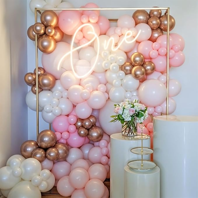Pink Balloons, 50pcs Pink and White Balloons, Rose Gold Macaron Pearl Latex Party Balloon Confetti Balloon for Girl Woman Valentine Birthday Party Baby Shower Gender Reveal Wedding Decorations