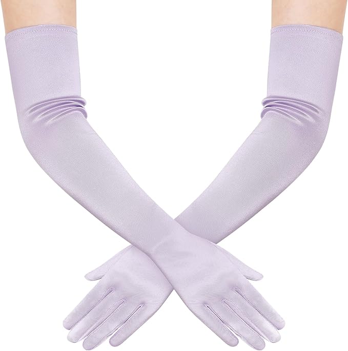 BABEYOND Long Opera Party 1920s Satin Tea Party Gloves Costume Stretchy Adult Size Elbow Length Bridal Gloves