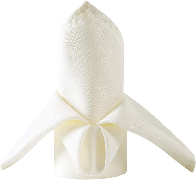 50pcs Polyester Cloth Napkins - 17 x 17 inch Ivory Dinner Washable Napkins with Hemmed Edges for Restaurant/Wedding/Hotel(50,Ivory)