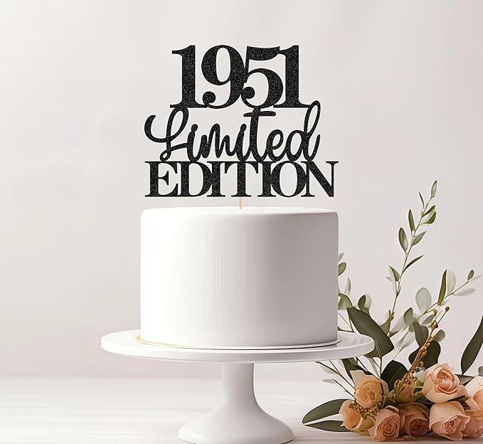 Limited EDITION 1951 Cake Topper - Black Glitter Happy 74th Birthday Party Cake Decoration Supplies, Cheer to 74 Years Cake Bunting Decor for 74th Birthday Party Photo Booth Props