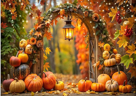LTLYH 10X8FT Fall Thanksgiving Backdrop Autumn Pumpkin Harvest Background Farm Barn Banner Supplies Photo Booth Prop 339