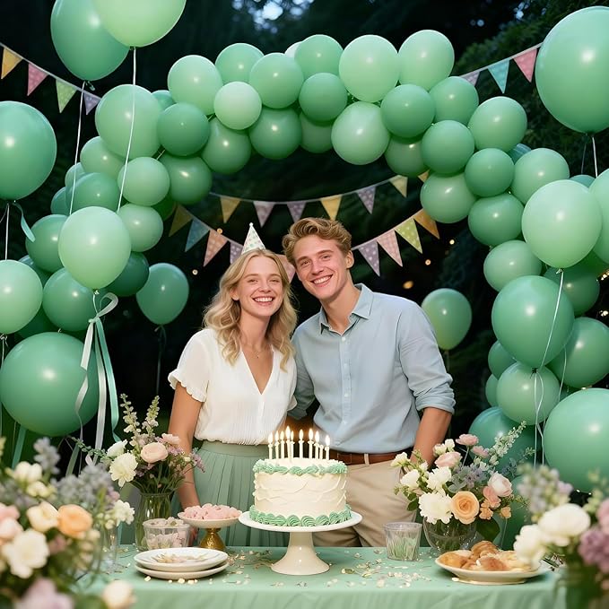 KAWKALSH Sage Green Balloon 12 Inch, 110pcs Latex Party Balloons Helium Bright Color for Birthday Baby Shower Wedding Party Supplies Arch Garland Decoration