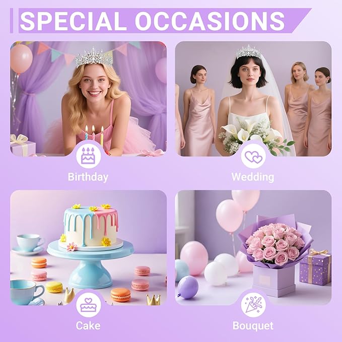 Tiara Crown for Women, Queen Tiara for Birthday Prom Bridal Party Custome Silver