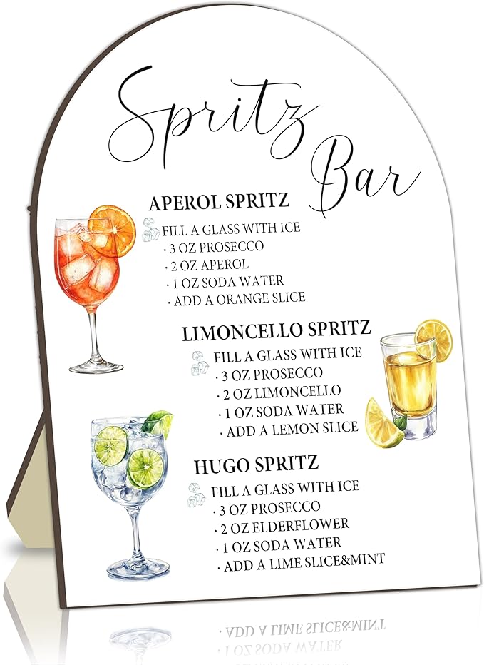 Spritz Bar Sign Sign, Spritz Bar Sign for Wedding Party, Cocktail Signs for Bride Shower, Cocktail Recipe Card Signs Decoration, Cocktails Drink Recipe for Baby Shower Wedding Parties Decor 8x10 In