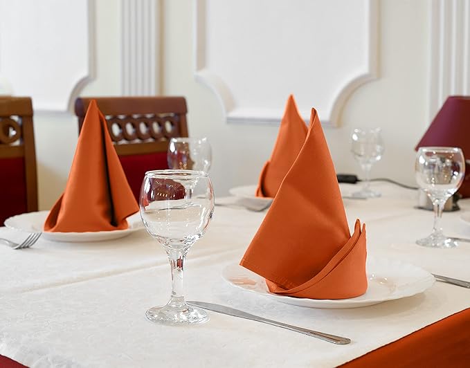 Utopia Kitchen Orange Cloth Napkins [12 Pack, 20x20 Inch] Absorbent Cotton Blend Washable and Reusable for Halloween, Thanksgiving, Dinner, Restaurant, Lunch, Wedding and Hotel
