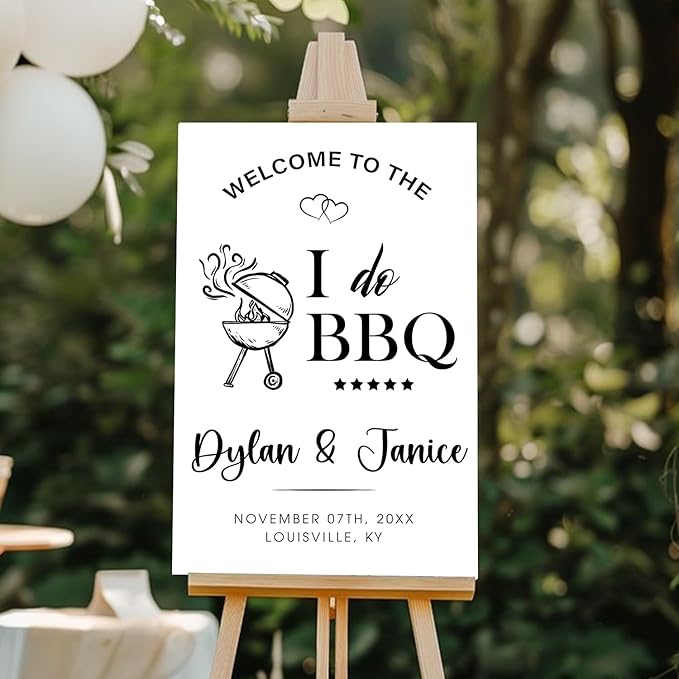 Personalized I Do BBQ Welcome Sign, I Do BBQ Wedding Engagement Party Yard Sign, BBQ Rehearsal Dinner Sign, Couples Shower BBQ Sign, BBQ Yard Sign, BBQ Signs For Outside, I Do BBQ Decorations