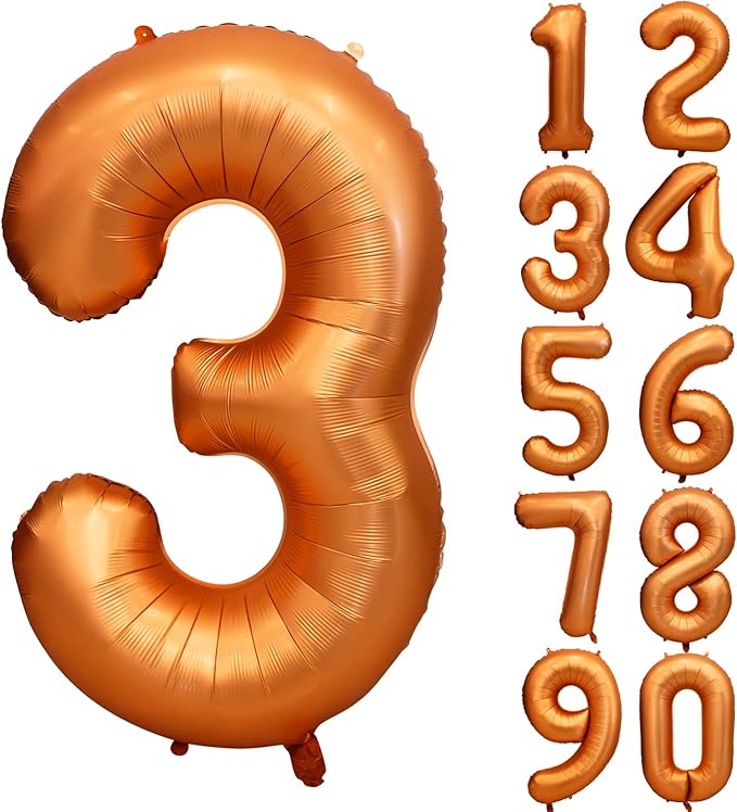40 inch Orange Number Balloon Giant Foil Helium Balloons for 3rd nd Birthday Party Decorations