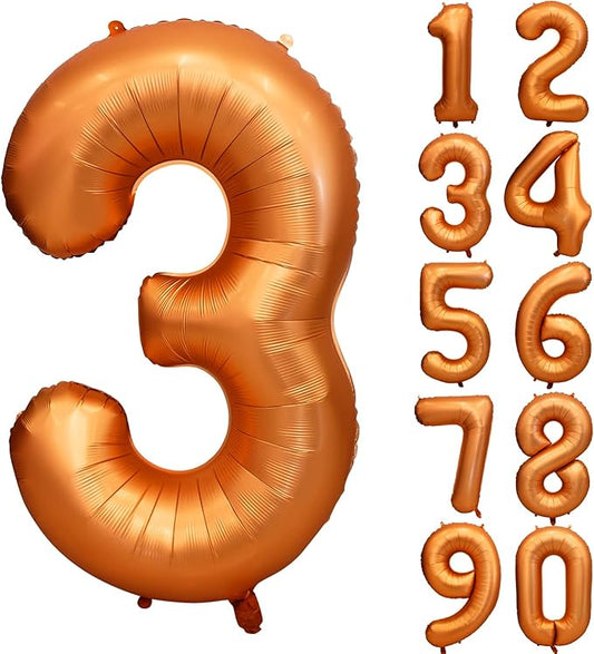 40 inch Orange Number Balloon Giant Foil Helium Balloons for 3rd nd Birthday Party Decorations