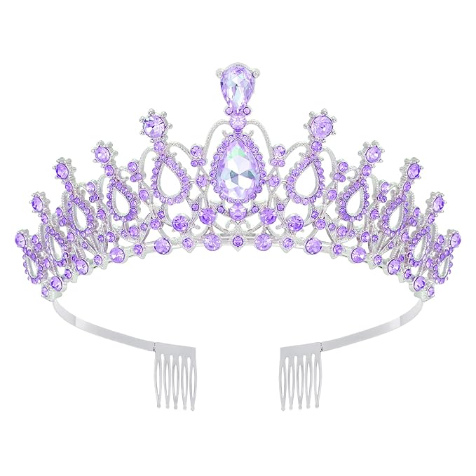 Tiara Crown for Women, Headband Hair Accessories for Birthday Wedding Party Costume (C-Purple)