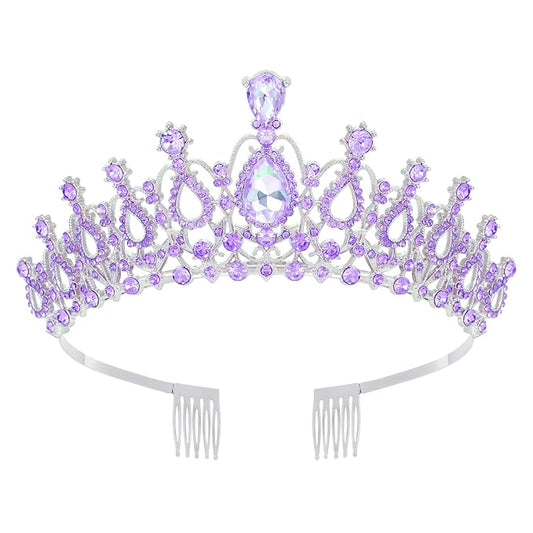 Tiara Crown for Women, Headband Hair Accessories for Birthday Wedding Party Costume (C-Purple)