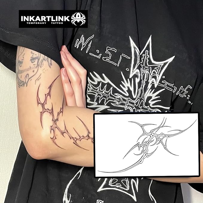 INKARTLINK Semi Permanent Tattoos,Halloween Temporary Tattoo, Party Tattoos, Realistic, Waterproof, Cruelty-free, Non-reflective (Blade)