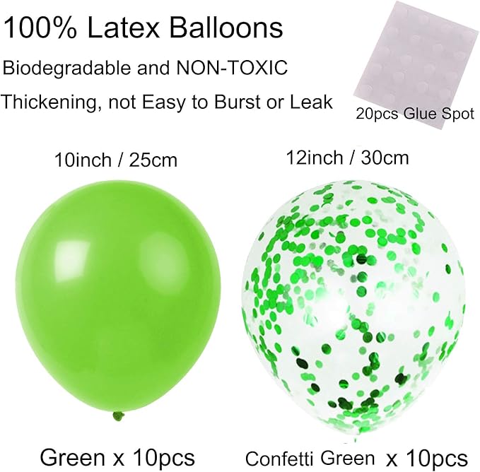 ZERODECO Party Hanging Paper Fans Set, Green Confetti Balloons Decorative Folding Fans Paper Pompoms Triangle Bunting Flags Garlands for Birthday Baby Shower Golf Dinosaur Party Decorations