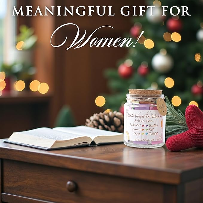 Bible Verse Jar for Women – 92 Color-Coded Scriptures for Encouragement, Inspirational Christian Present, Birthday Surprise for Her, Meaningful Christmas Gift for Women