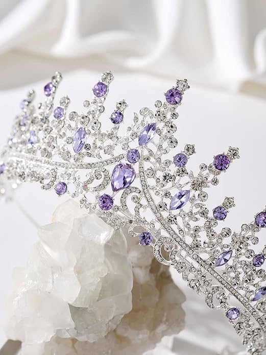 SWEETV Crystal Wedding Tiara for Women, Royal Queen Crown Headband, Rhinestone Princess Hair Accessories for Prom Birthday