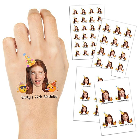 Custom Temporary Tattoos Personalized Face Tattoos with Name Party Favors for Wedding Birthday Christmas Pride Medical Alert