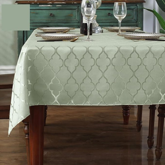 SASTYBALE Jacquard Sage Green Tablecloth, Flower Patterns Table Cloth Spill Proof Wrinkle Resistant Table Cover for Kitchen Dining Tabletop Decoration (Rectangle, 60" x 102" (8-10 Seats))
